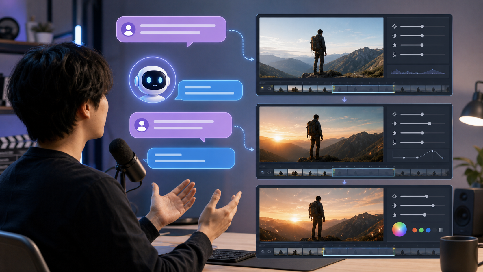Conversational AI video editing workflow
