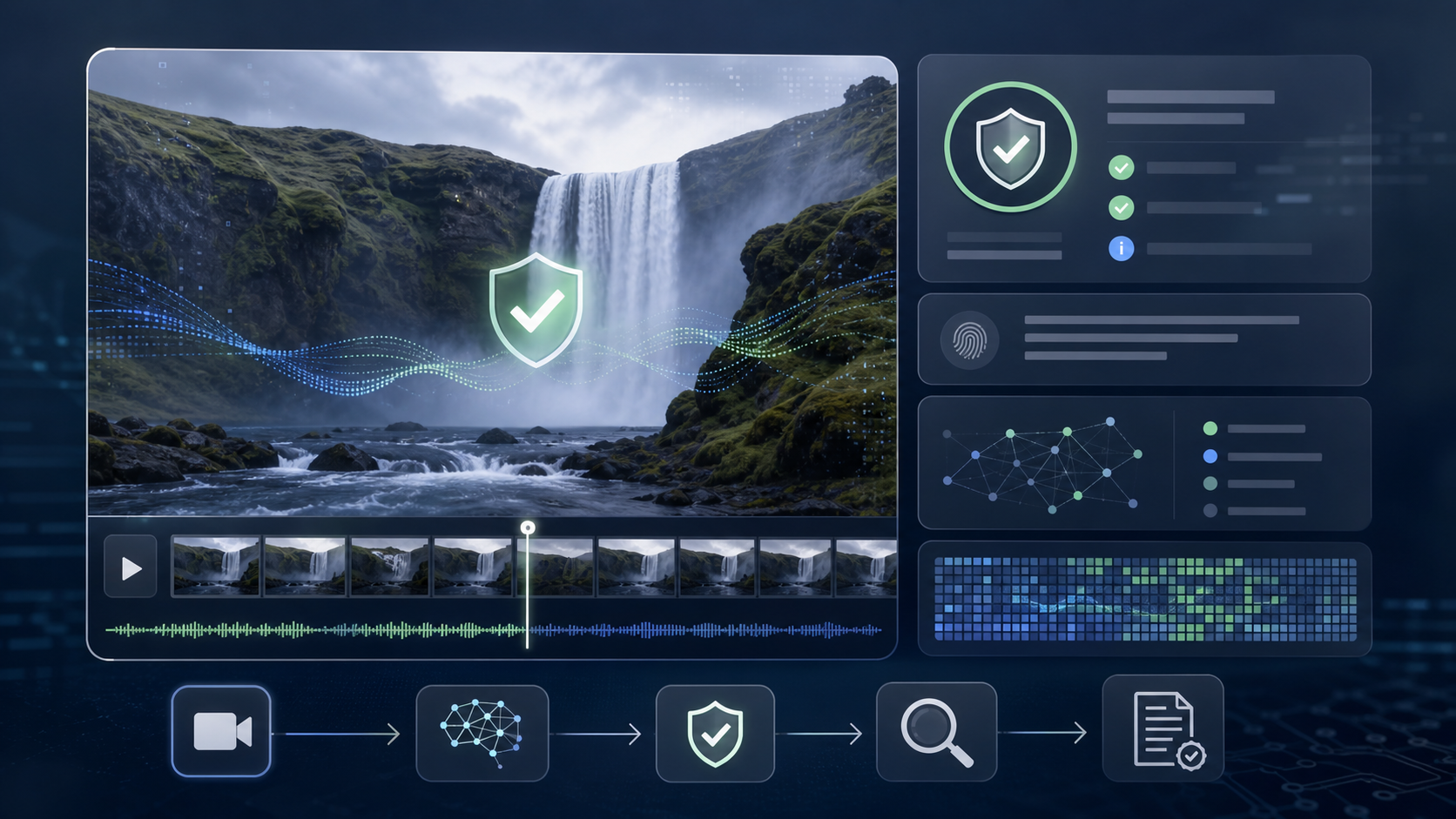 AI video safety watermarking and verification concept