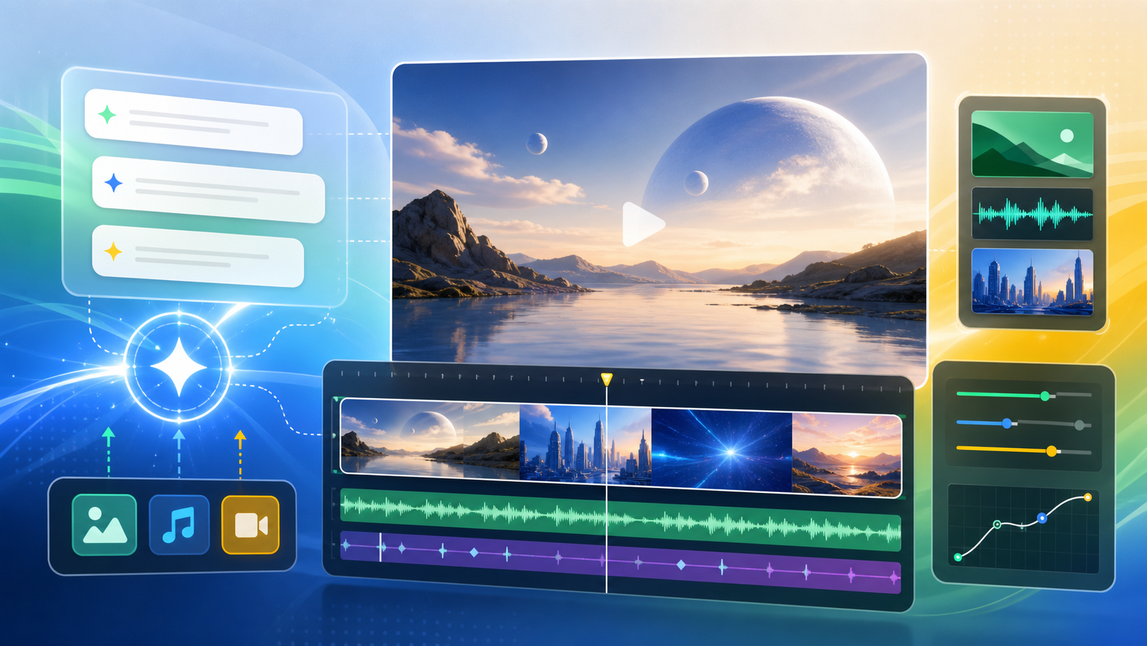 Abstract AI video generation workspace thumbnail